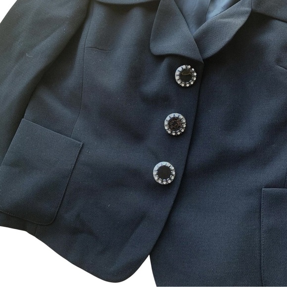 INC International Concepts Rhinestone Buttoned Snap Formal Jacket Black Size 2 - Picture 3 of 7